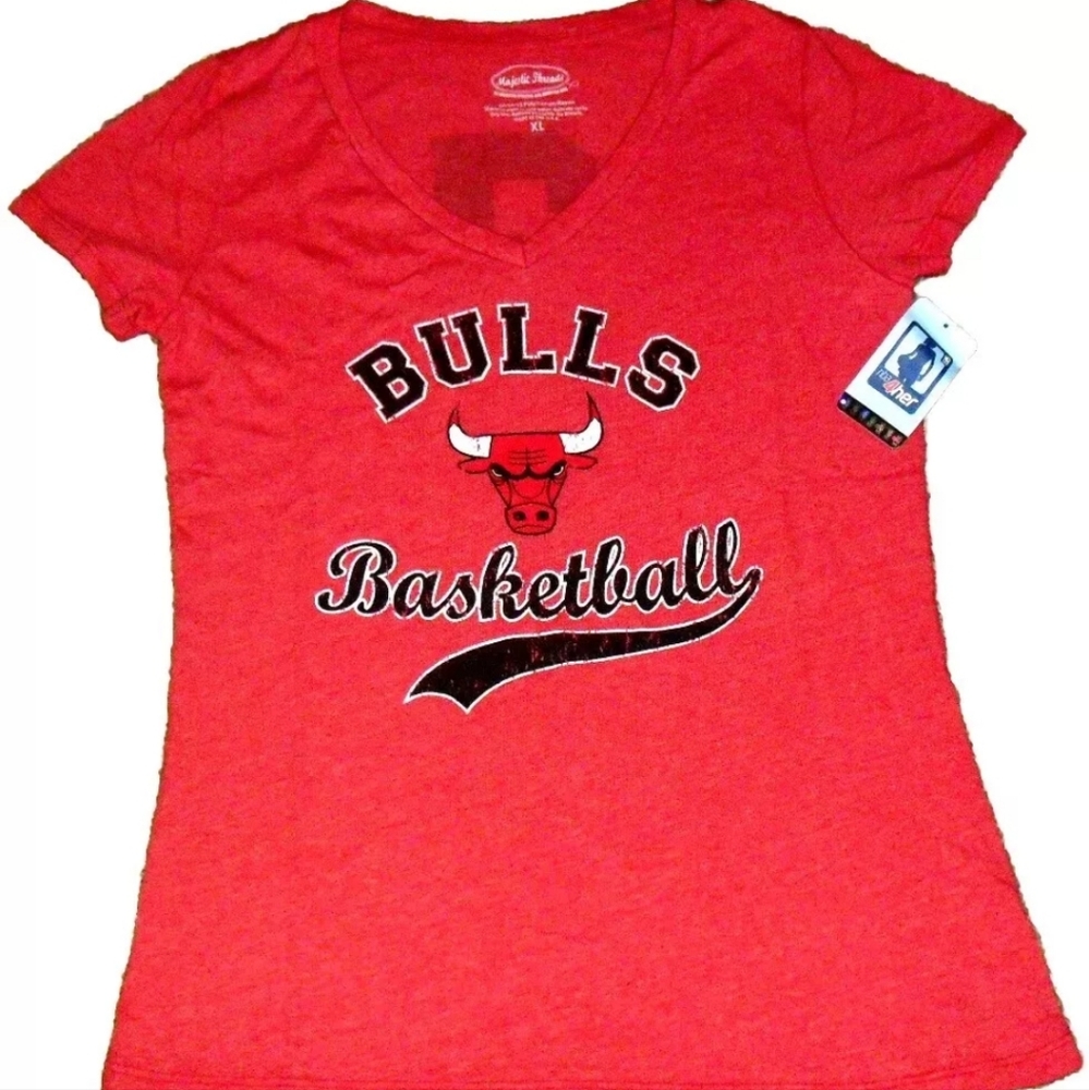 Dwayne Wade Womens Chicago Bulls V-Neck Two Sided T-Shirt sz. XL New NBA